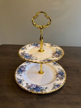 Royal Albert Moonlight Rose 2-tier Dessert Cake Stand
